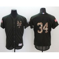 New York Mets #34 Noah Syndergaard Green Flexbase Authentic Collection Salute to Service Stitched MLB Jersey