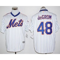 New York Mets #48 Jacob DeGrom White(Blue Strip) Cool Base Cooperstown 25TH Stitched MLB Jersey