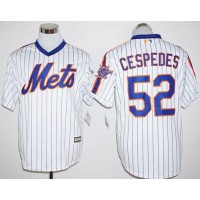 New York Mets #52 Yoenis Cespedes White(Blue Strip) Cool Base Cooperstown 25TH Stitched MLB Jersey