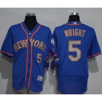 New York Mets #5 David Wright Blue(Grey NO.) Flexbase Authentic Collection Stitched MLB Jersey