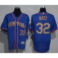 New York Mets #32 Steven Matz Blue(Grey NO.) Flexbase Authentic Collection Stitched MLB Jersey