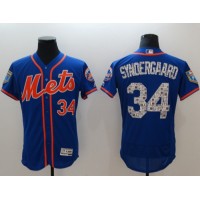 New York Mets #34 Noah Syndergaard Blue 2018 Spring Training Authentic Flex Base Stitched MLB Jersey