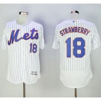 New York Mets #18 Darryl Strawberry White(Blue Strip) Flexbase Authentic Collection Stitched MLB Jersey
