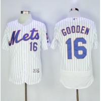New York Mets #16 Dwight Gooden White(Blue Strip) Flexbase Authentic Collection Stitched MLB Jersey