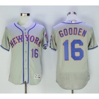 New York Mets #16 Dwight Gooden Grey Flexbase Authentic Collection Stitched MLB Jersey