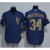 New York Mets #34 Noah Syndergaard Denim Blue Salute to Service Stitched MLB Jersey