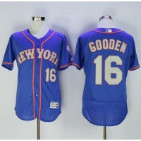 New York Mets #16 Dwight Gooden Blue(Grey NO.) Flexbase Authentic Collection Stitched MLB Jersey