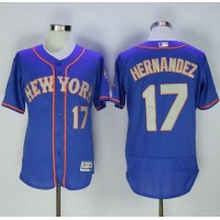 New York Mets #17 Keith Hernandez Blue(Grey NO.) Flexbase Authentic Collection Stitched MLB Jersey