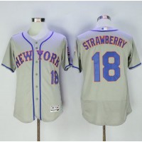 New York Mets #18 Darryl Strawberry Grey Flexbase Authentic Collection Stitched MLB Jersey