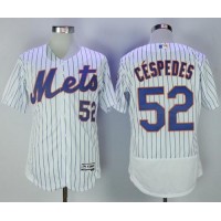 New York Mets #52 Yoenis Cespedes White(Blue Strip) Flexbase Authentic Collection Stitched MLB Jersey