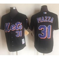 Mitchell And Ness 2000 New York Mets #31 Mike Piazza Black Throwback Stitched MLB Jersey