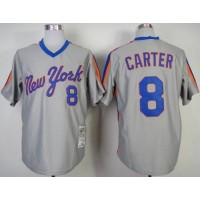Mitchell And Ness New York Mets #8 Gary Carter Grey Throwback Stitched MLB Jersey