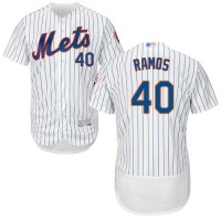 New York Mets #40 Wilson Ramos White(Blue Strip) Flexbase Authentic Collection Stitched MLB Jersey