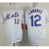 New York Mets #12 Juan Lagares White(Blue Strip) Home Cool Base Stitched MLB Jersey