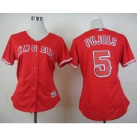 Los Angeles Angels #5 Albert Pujols Red Alternate Women's Stitched MLB Jersey
