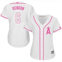 Los Angeles Angels #6 Anthony Rendon White/Pink Fashion Women's Stitched MLB Jersey