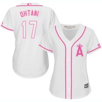 Los Angeles Angels #17 Shohei Ohtani White/Pink Fashion Women's Stitched MLB Jersey