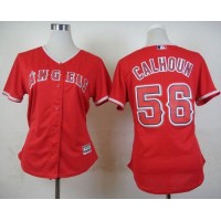 Los Angeles Angels #56 Kole Calhoun Red Alternate Women's Stitched MLB Jersey