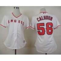 Los Angeles Angels #56 Kole Calhoun White Home Women's Stitched MLB Jersey