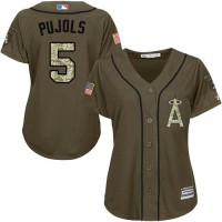 Los Angeles Angels #5 Albert Pujols Green Salute to Service Women's Stitched MLB Jersey