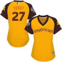 Los Angeles Angels #27 Mike Trout Gold 2016 All-Star American League Women's Stitched MLB Jersey