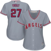 Los Angeles Angels #27 Mike Trout Grey Road Women's Stitched MLB Jersey