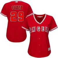 Los Angeles Angels #29 Rod Carew Red Alternate Women's Stitched MLB Jersey