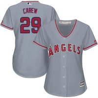 Los Angeles Angels #29 Rod Carew Grey Road Women's Stitched MLB Jersey
