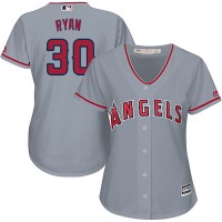 Los Angeles Angels #30 Nolan Ryan Grey Road Women's Stitched MLB Jersey