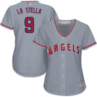 Los Angeles Angels #9 Tommy La Stella Grey Road Women's Stitched MLB Jersey