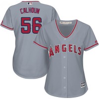 Los Angeles Angels #56 Kole Calhoun Grey Road Women's Stitched MLB Jersey