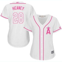 Los Angeles Angels #28 Andrew Heaney White/Pink Fashion Women's Stitched MLB Jersey