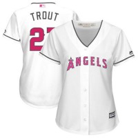 Los Angeles Angels #27 Mike Trout White Mother's Day Cool Base Women's Stitched MLB Jersey