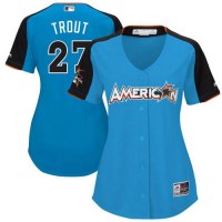 Los Angeles Angels #27 Mike Trout Blue 2017 All-Star American League Women's Stitched MLB Jersey