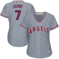 Los Angeles Angels #7 Zack Cozart Grey Road Women's Stitched MLB Jersey