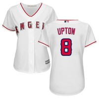 Los Angeles Angels #8 Justin Upton White Home Women's Stitched MLB Jersey