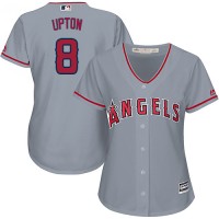 Los Angeles Angels #8 Justin Upton Grey Road Women's Stitched MLB Jersey