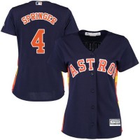 Houston Astros #4 George Springer Navy Blue Alternate Women's Stitched MLB Jersey