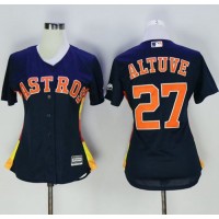 Houston Astros #27 Jose Altuve Navy Blue Alternate Women's Stitched MLB Jersey