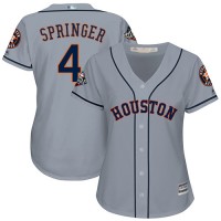 Houston Astros #4 George Springer Grey Road 2019 World Series Bound Women's Stitched MLB Jersey