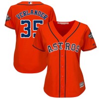 Houston Astros #35 Justin Verlander Orange Alternate 2019 World Series Bound Women's Stitched MLB Jersey