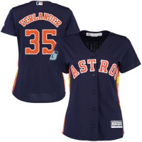 Houston Astros #35 Justin Verlander Navy Blue Alternate Women's Stitched MLB Jersey