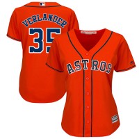 Houston Astros #35 Justin Verlander Orange Alternate Women's Stitched MLB Jersey