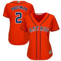 Houston Astros #2 Alex Bregman Orange Alternate Women's Stitched MLB Jersey