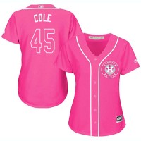 Houston Astros #45 Gerrit Cole Pink Fashion Women's Stitched MLB Jersey