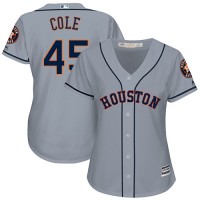 Houston Astros #45 Gerrit Cole Grey Road Women's Stitched MLB Jersey