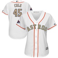 Houston Astros #45 Gerrit Cole White 2018 Gold Program Cool Base Women's Stitched MLB Jersey