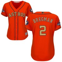 Houston Astros #2 Alex Bregman Orange 2018 Gold Program Cool Base Women's Stitched MLB Jersey