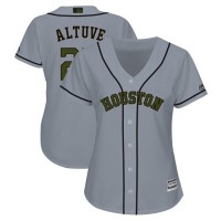 Houston Astros #27 Jose Altuve Grey 2018 Memorial Day Cool Base Women's Stitched MLB Jersey