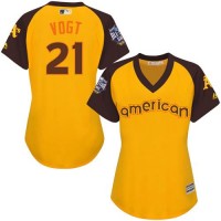 Oakland Athletics #21 Stephen Vogt Gold 2016 All-Star American League Women's Stitched MLB Jersey